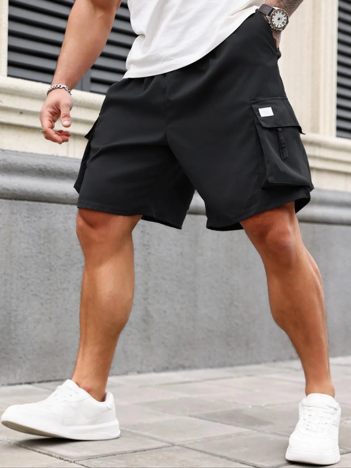 Men's Plus Size Cargo Shorts with Elastic Waist - All Seasons