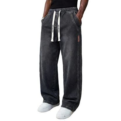 🔥Men’s Casual Stretch Vintage Straight-Leg Denim Jeans with Drawstring