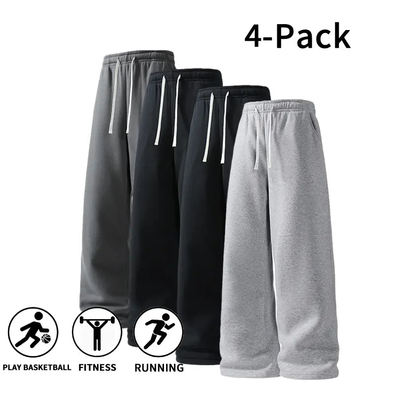 Ultra-Soft Wide-Leg Sweatpants 4-Pack for Men