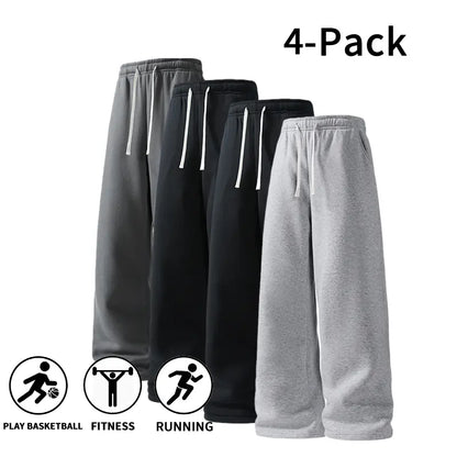 Ultra-Soft Wide-Leg Sweatpants 4-Pack for Men