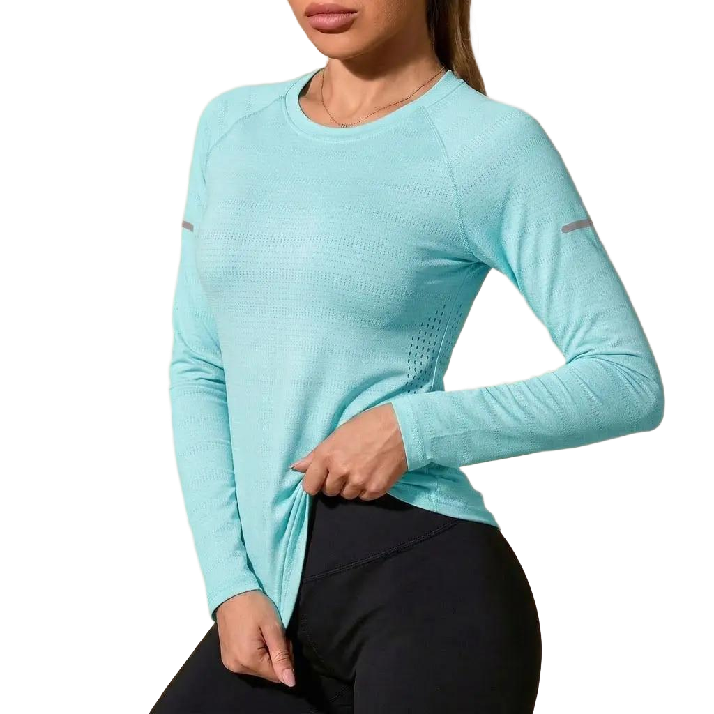Women’s Quick-Dry Long Sleeve Sports Tops, Breathable Lightweight Shirts for Running & Outdoor Activities