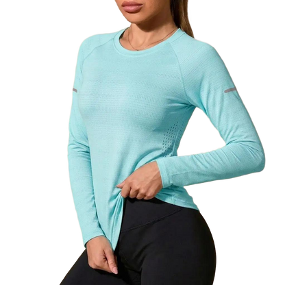 Women’s Quick-Dry Long Sleeve Sports Tops, Breathable Lightweight Shirts for Running & Outdoor Activities