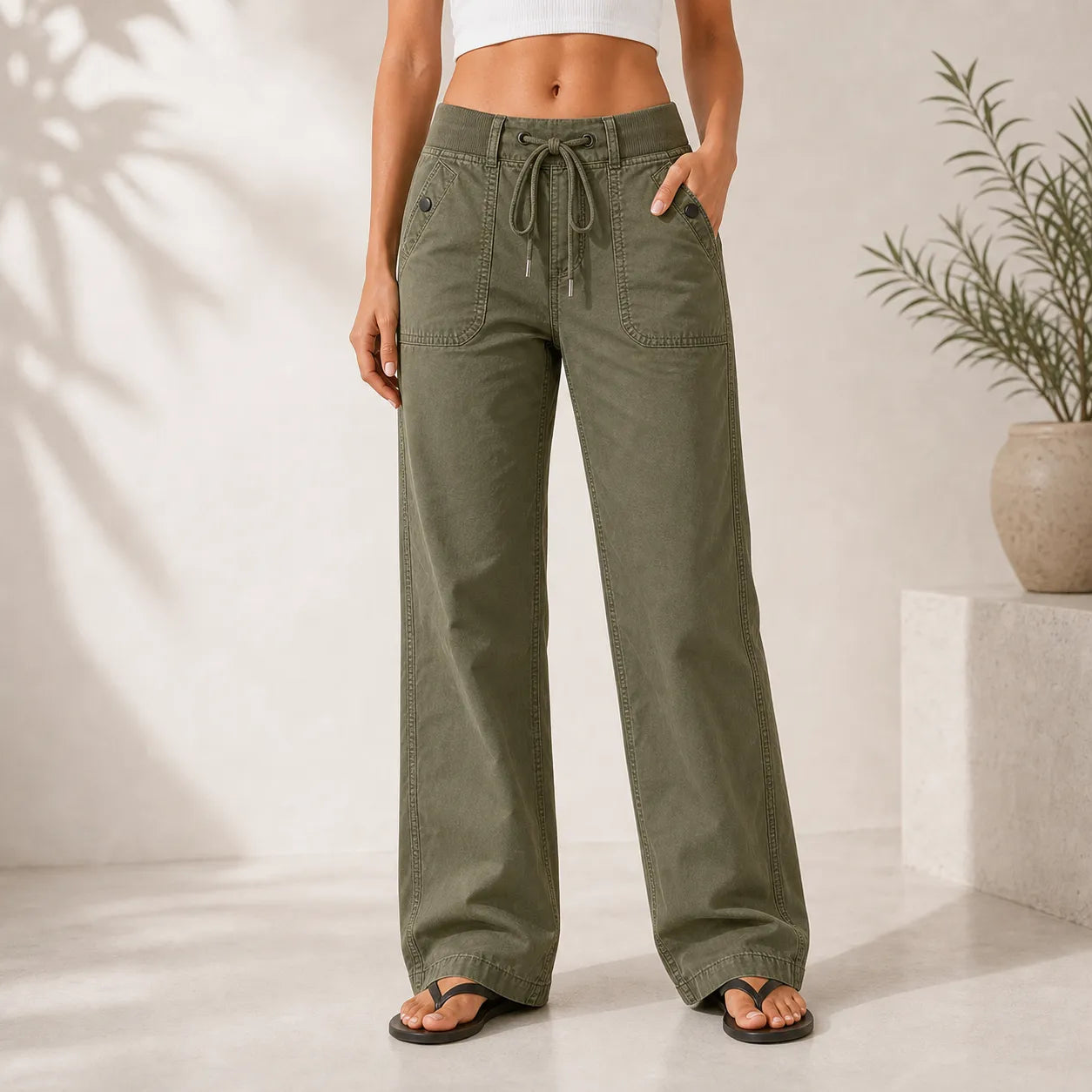 Women's High Stretch Mid Rise Straight Pants