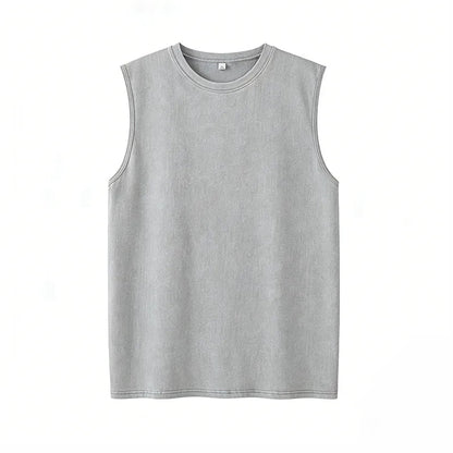 Men’s Vintage Acid-Wash Cotton Sleeveless Tank Top