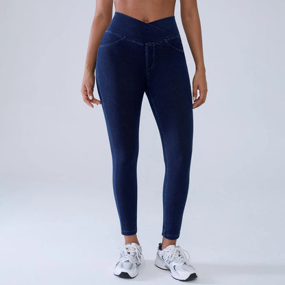 Women's Crossover High-Waisted Stretch Jeans