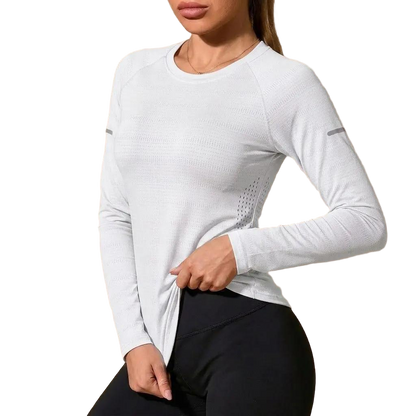 Women’s Quick-Dry Long Sleeve Sports Tops, Breathable Lightweight Shirts for Running & Outdoor Activities