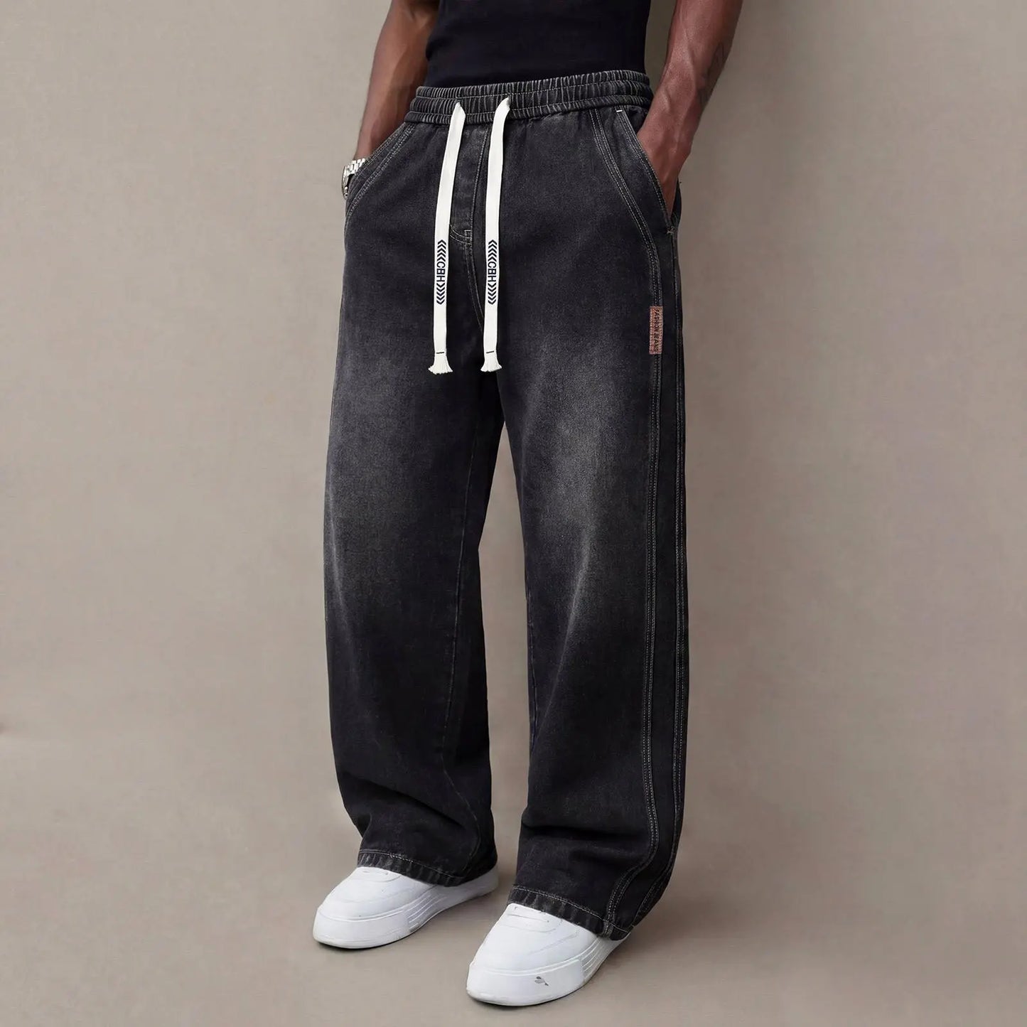 🔥Men’s Casual Stretch Vintage Straight-Leg Denim Jeans with Drawstring