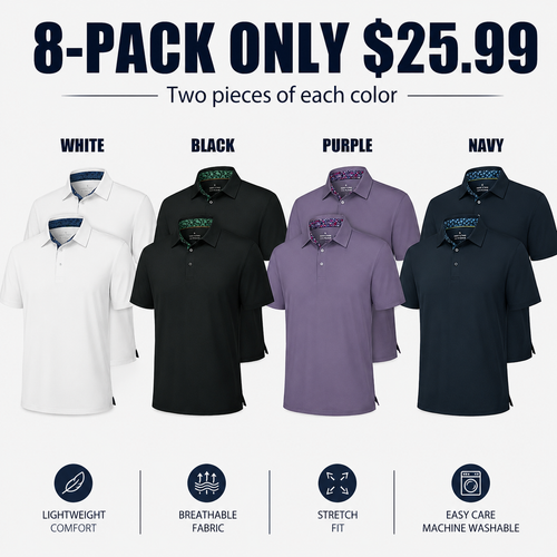 Men's Polo Shirts – Soft Breathable Cotton, Comfortable Short Sleeve Casual Fit
