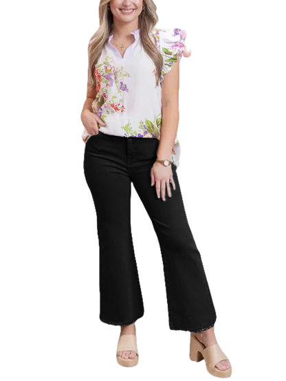 Women's high-waisted cropped flared pants