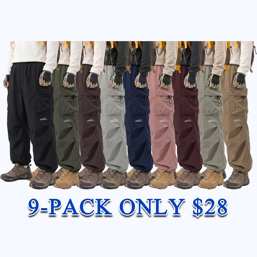 Unisex Baggy Parachute Cargo Pants Lightweight Water Resistant Elastic Waist Gorpcore Streetwear Trousers with Pockets