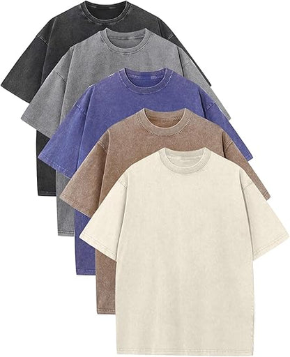 Men’s Oversized Vintage Acid-Wash T-Shirt – 100% Heavyweight Cotton Streetwear for Gym & Everyday Wear