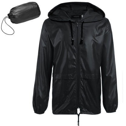 Men Waterproof Raincoat Windbreaker Lightweight Packable Rain Jacket