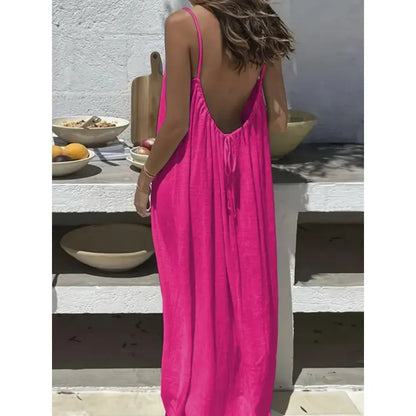 🔥Women's Cotton Linen Backless Loose Dress🔥 10-Piece Pack - Includes All Colors, Only $24