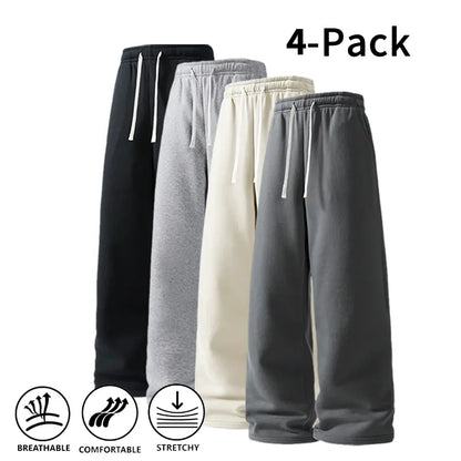 Ultra-Soft Wide-Leg Sweatpants 4-Pack for Men