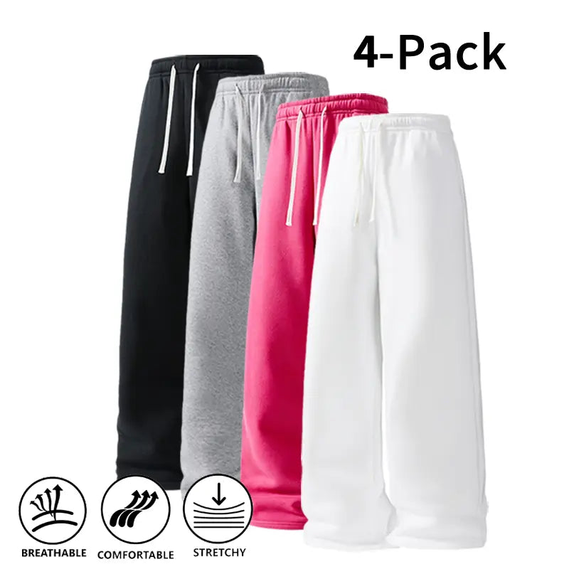Ultra-Soft Wide-Leg Sweatpants 4-Pack for Men
