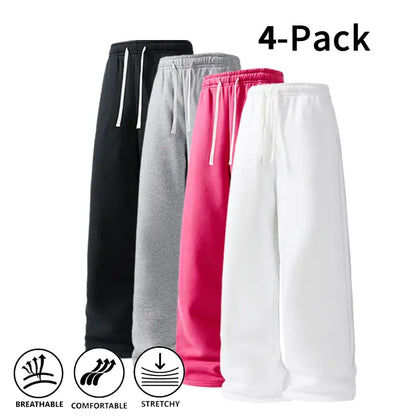 Ultra-Soft Wide-Leg Sweatpants 4-Pack for Men