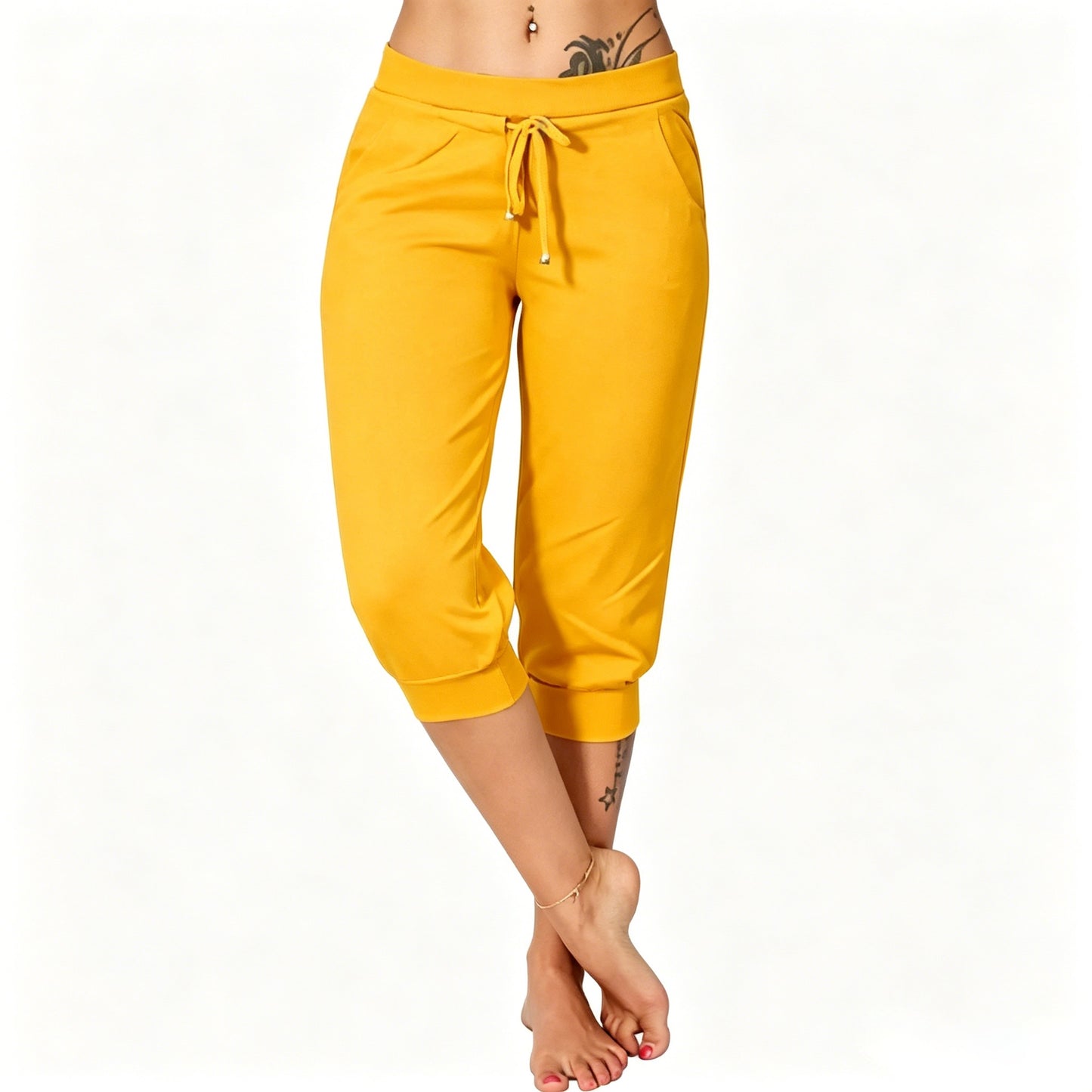 🔥Hot Summer Sale🔥Women’s Drawstring Capri Pants with Pockets for Casual Comfort Wear