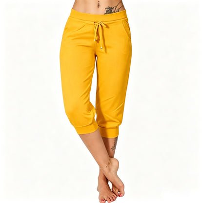 🔥Hot Summer Sale🔥Women’s Drawstring Capri Pants with Pockets for Casual Comfort Wear