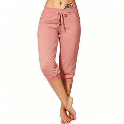 🔥Hot Summer Sale🔥Women’s Drawstring Capri Pants with Pockets for Casual Comfort Wear