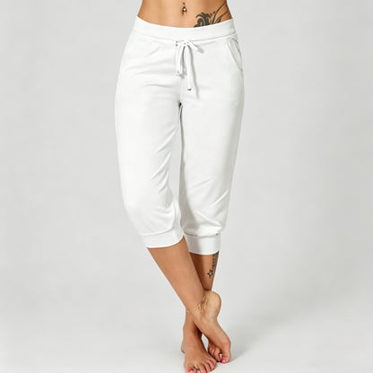 🔥Hot Summer Sale🔥Women’s Drawstring Capri Pants with Pockets for Casual Comfort Wear