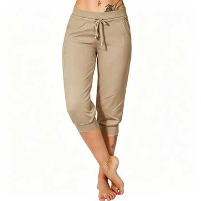 🔥Hot Summer Sale🔥Women’s Drawstring Capri Pants with Pockets for Casual Comfort Wear