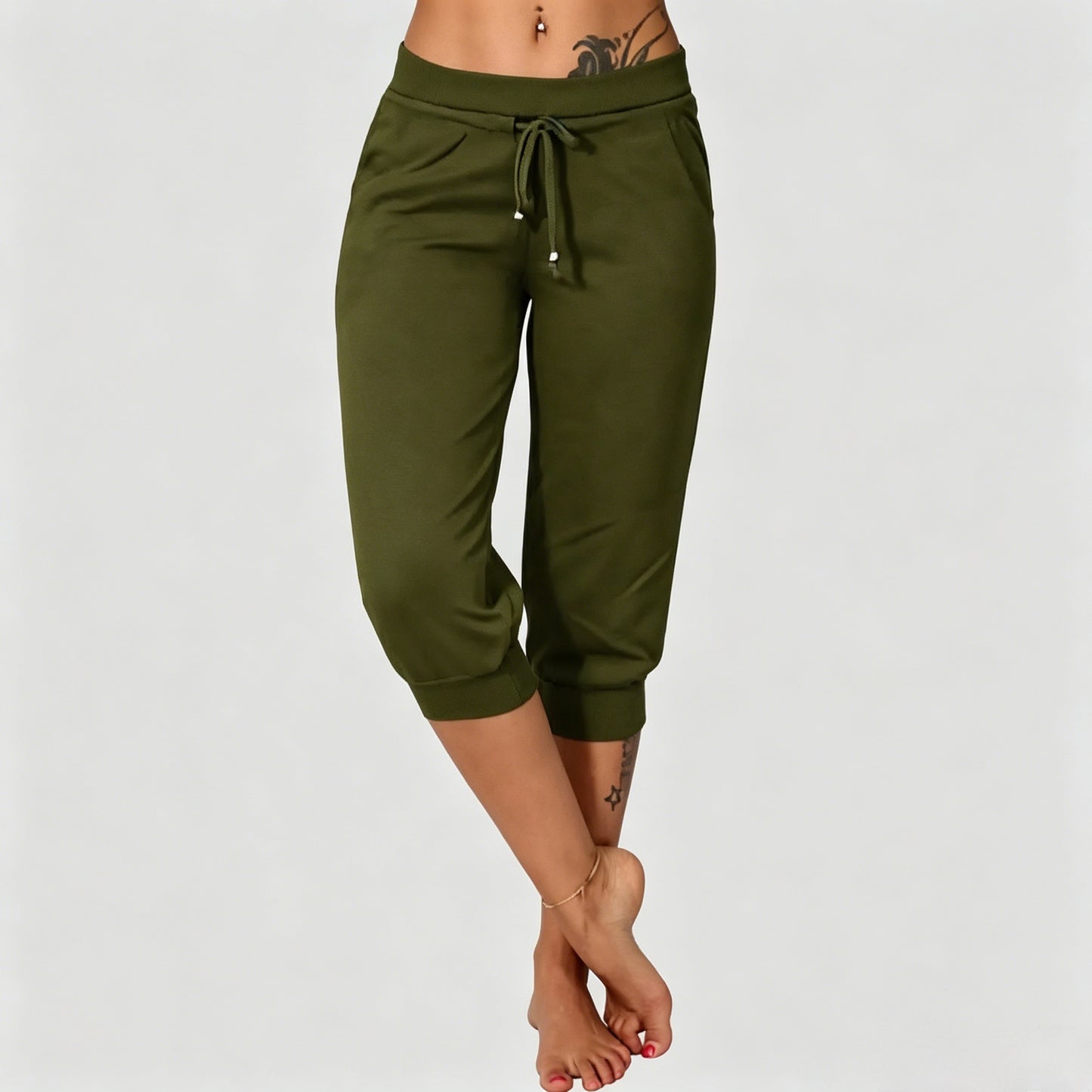 🔥Hot Summer Sale🔥Women’s Drawstring Capri Pants with Pockets for Casual Comfort Wear