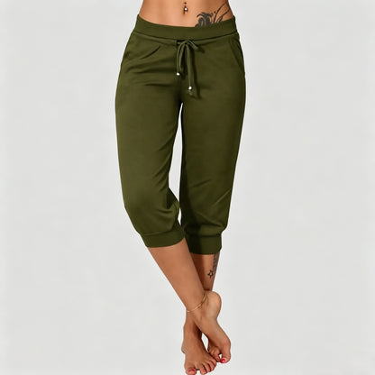 🔥Hot Summer Sale🔥Women’s Drawstring Capri Pants with Pockets for Casual Comfort Wear