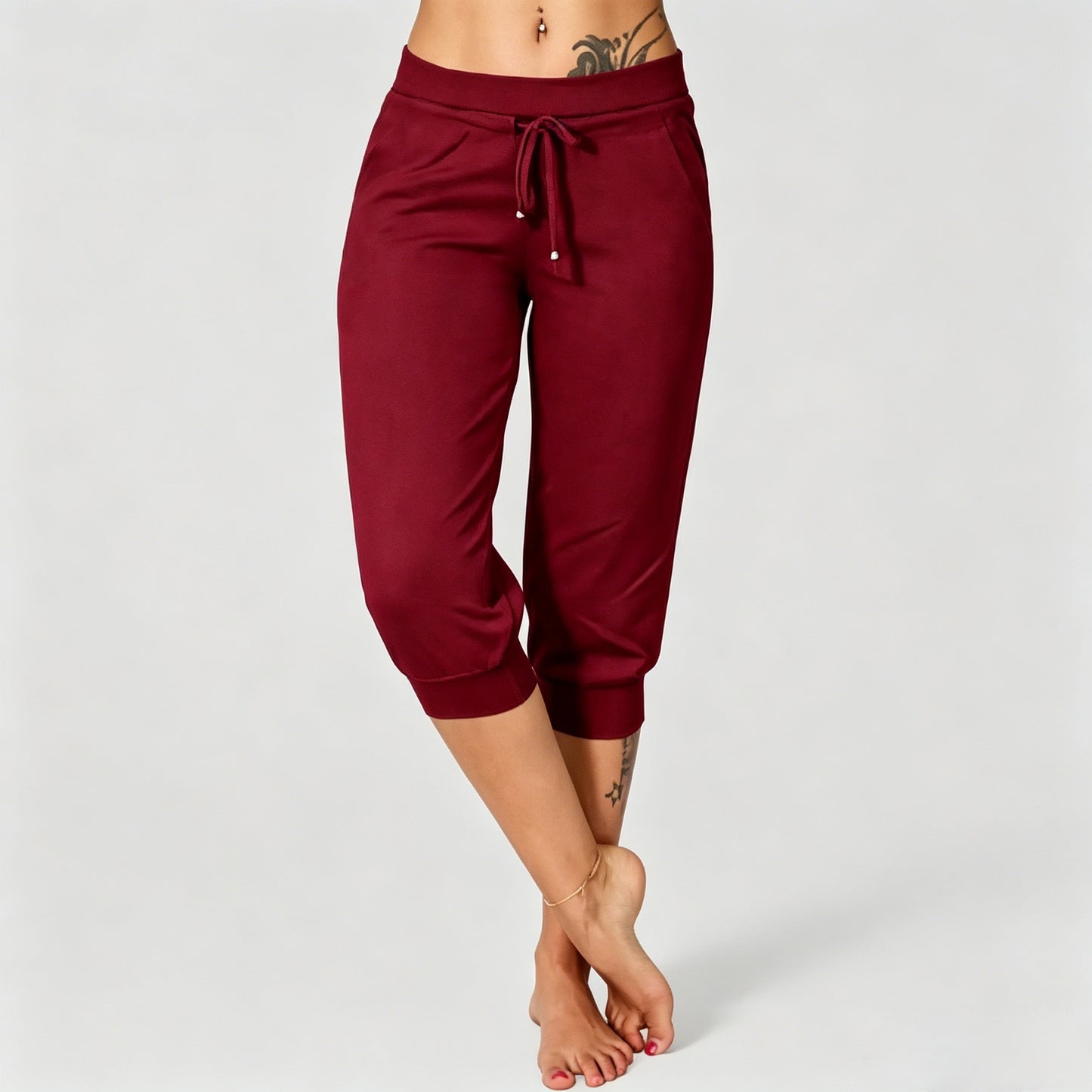 🔥Hot Summer Sale🔥Women’s Drawstring Capri Pants with Pockets for Casual Comfort Wear