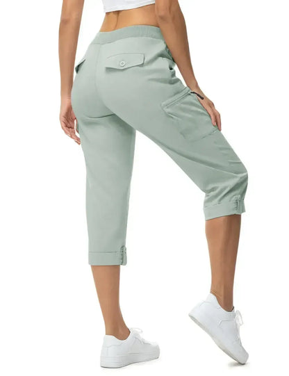 Women's Cargo Capris Lightweight Hiking Pants Shorts Cropped Cotton