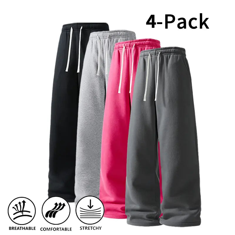 Ultra-Soft Wide-Leg Sweatpants 4-Pack for Men