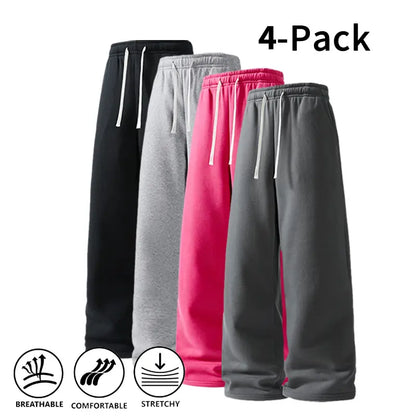 Ultra-Soft Wide-Leg Sweatpants 4-Pack for Men