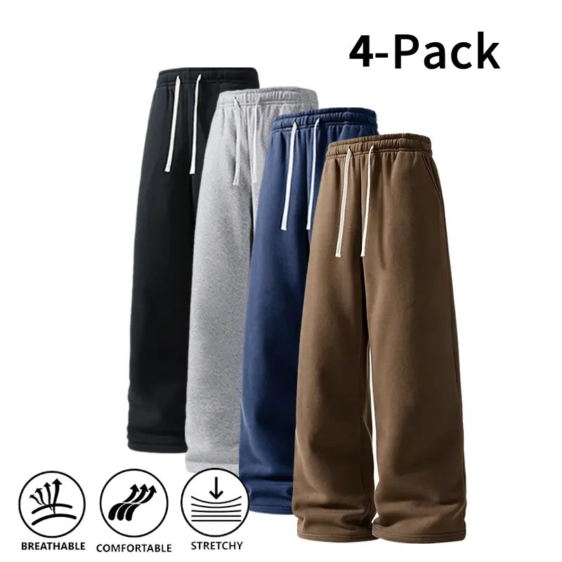 Ultra-Soft Wide-Leg Sweatpants 4-Pack for Men