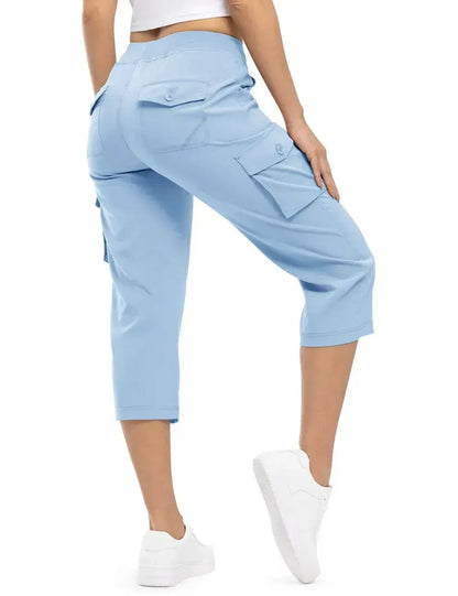 Women's Cargo Capris Lightweight Hiking Pants Shorts Cropped Cotton