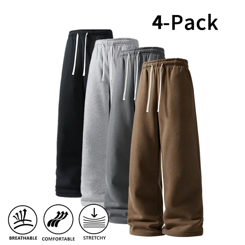 Ultra-Soft Wide-Leg Sweatpants 4-Pack for Men