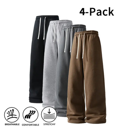 Ultra-Soft Wide-Leg Sweatpants 4-Pack for Men