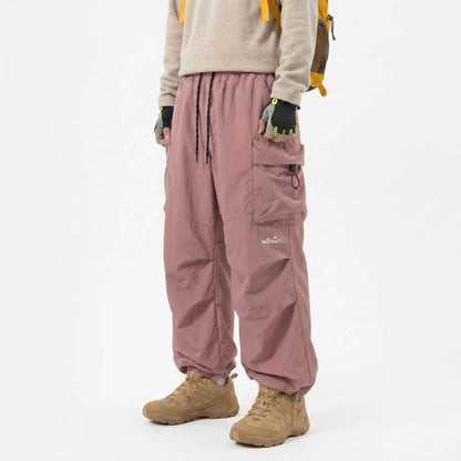 Unisex Baggy Parachute Cargo Pants Lightweight Water Resistant Elastic Waist Gorpcore Streetwear Trousers with Pockets