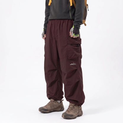 Unisex Baggy Parachute Cargo Pants Lightweight Water Resistant Elastic Waist Gorpcore Streetwear Trousers with Pockets