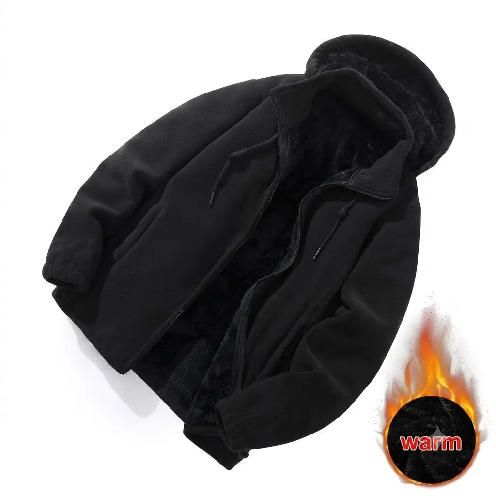Women's Detachable Hood Fleece Cardigan Jacket, Thick Lined Warm Casual Coat, Stylish Loose Outerwear
