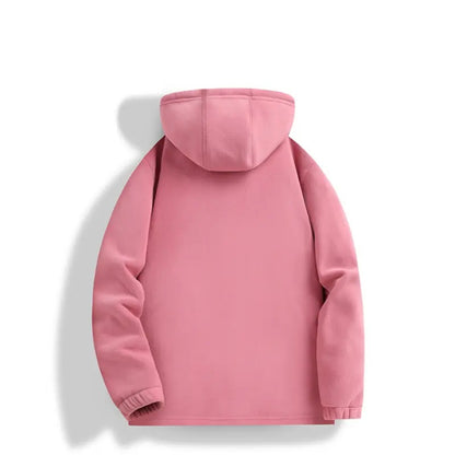 Women's Detachable Hood Fleece Cardigan Jacket, Thick Lined Warm Casual Coat, Stylish Loose Outerwear