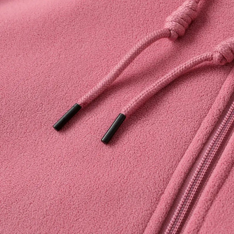 Women's Detachable Hood Fleece Cardigan Jacket, Thick Lined Warm Casual Coat, Stylish Loose Outerwear