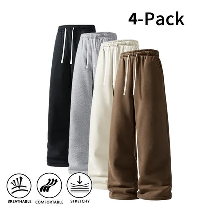 Ultra-Soft Wide-Leg Sweatpants 4-Pack for Men