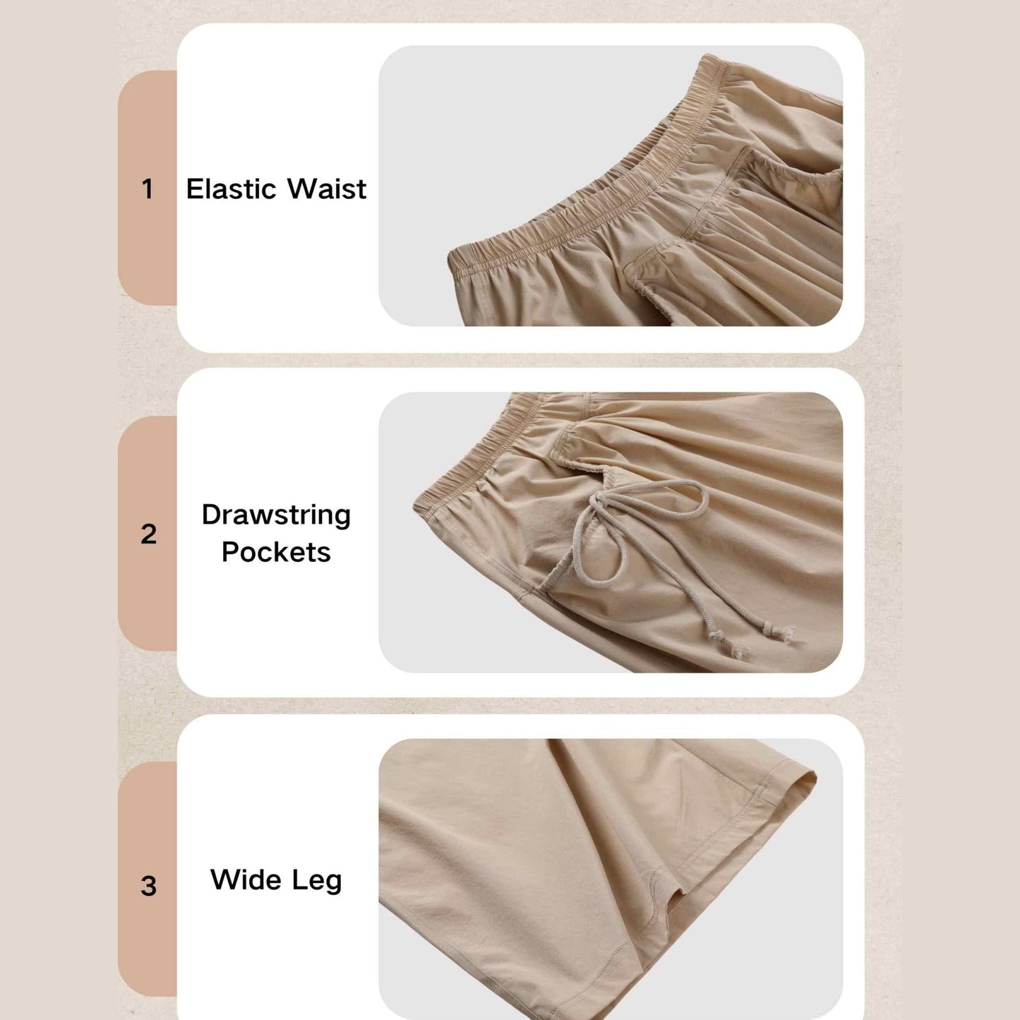 ⏰Hot Sale Women's Loose Wide Leg Track Pants Drawstring Pockets Elastic Waist Capri Hiking Pants
