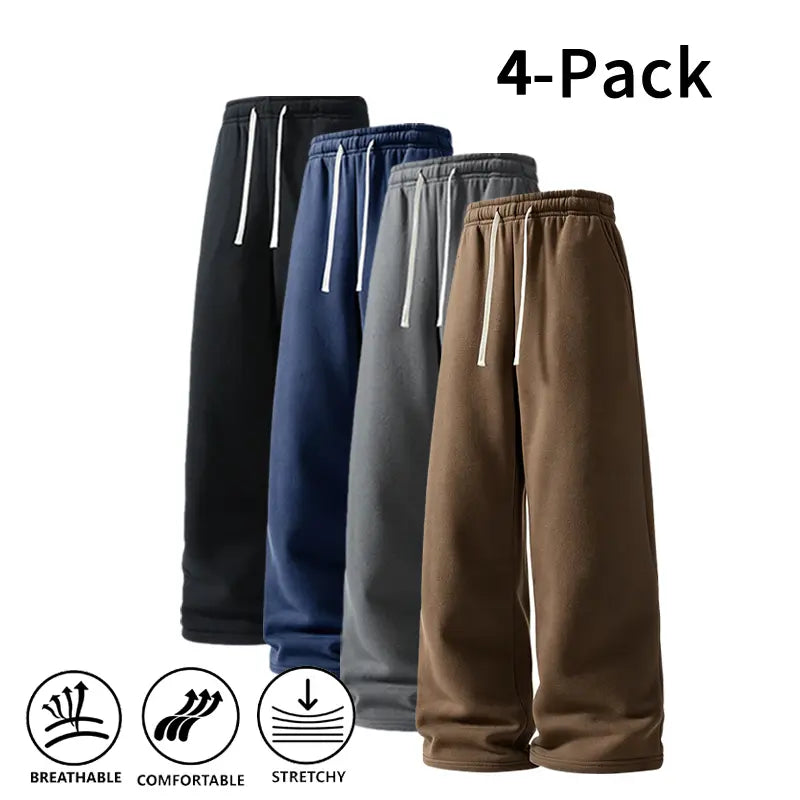 Ultra-Soft Wide-Leg Sweatpants 4-Pack for Men