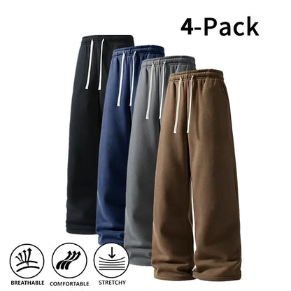 Ultra-Soft Wide-Leg Sweatpants 4-Pack for Men