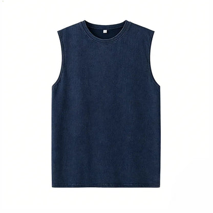 Men’s Vintage Acid-Wash Cotton Sleeveless Tank Top
