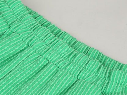 Women's Pocket Casual Short Sleeve T-shirt & Elastic Waist Shorts, Ribbed 2 Piece Sets