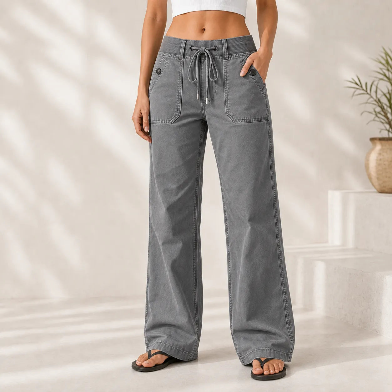 Women's High Stretch Mid Rise Straight Pants