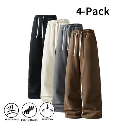 Ultra-Soft Wide-Leg Sweatpants 4-Pack for Men