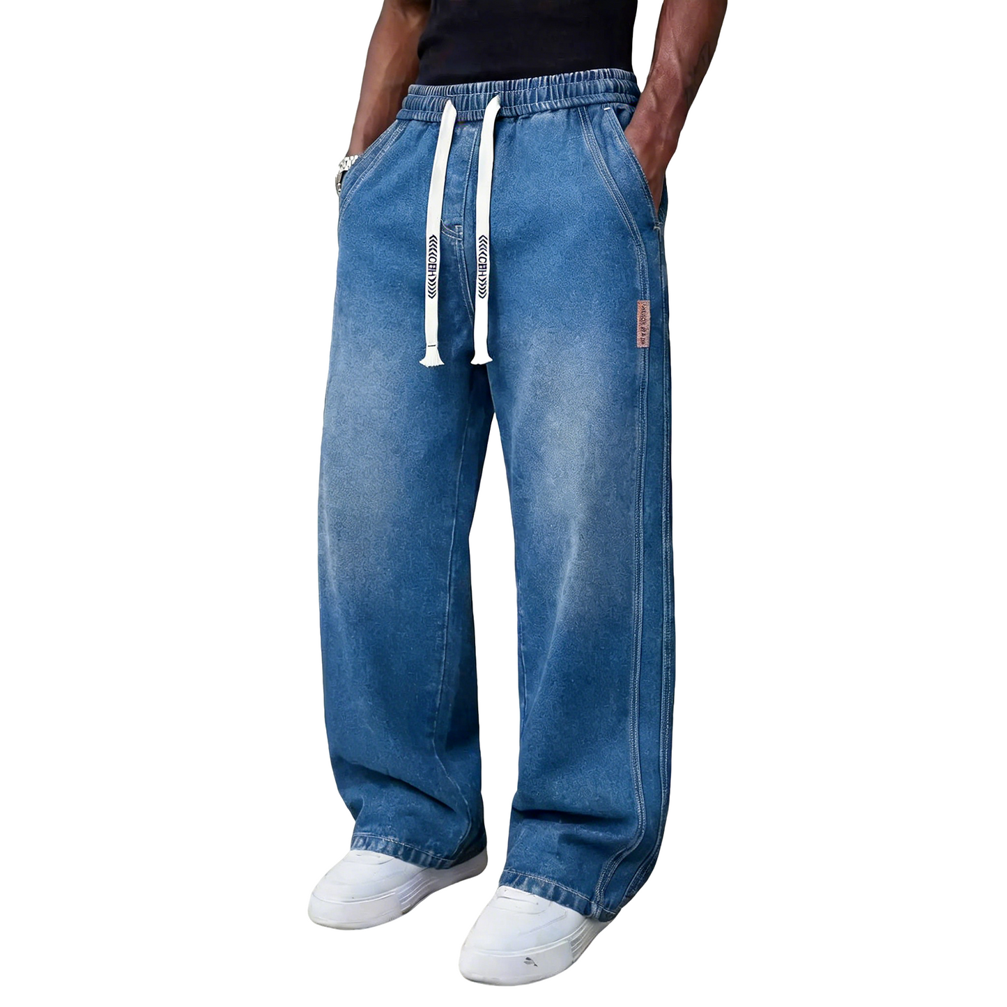 🔥Men’s Casual Stretch Vintage Straight-Leg Denim Jeans with Drawstring