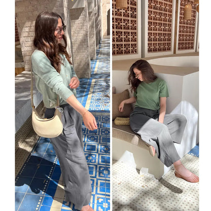 ⚡LAST 2 DAYS⚡- Women’s Casual High Waist Linen Wide Leg Trousers